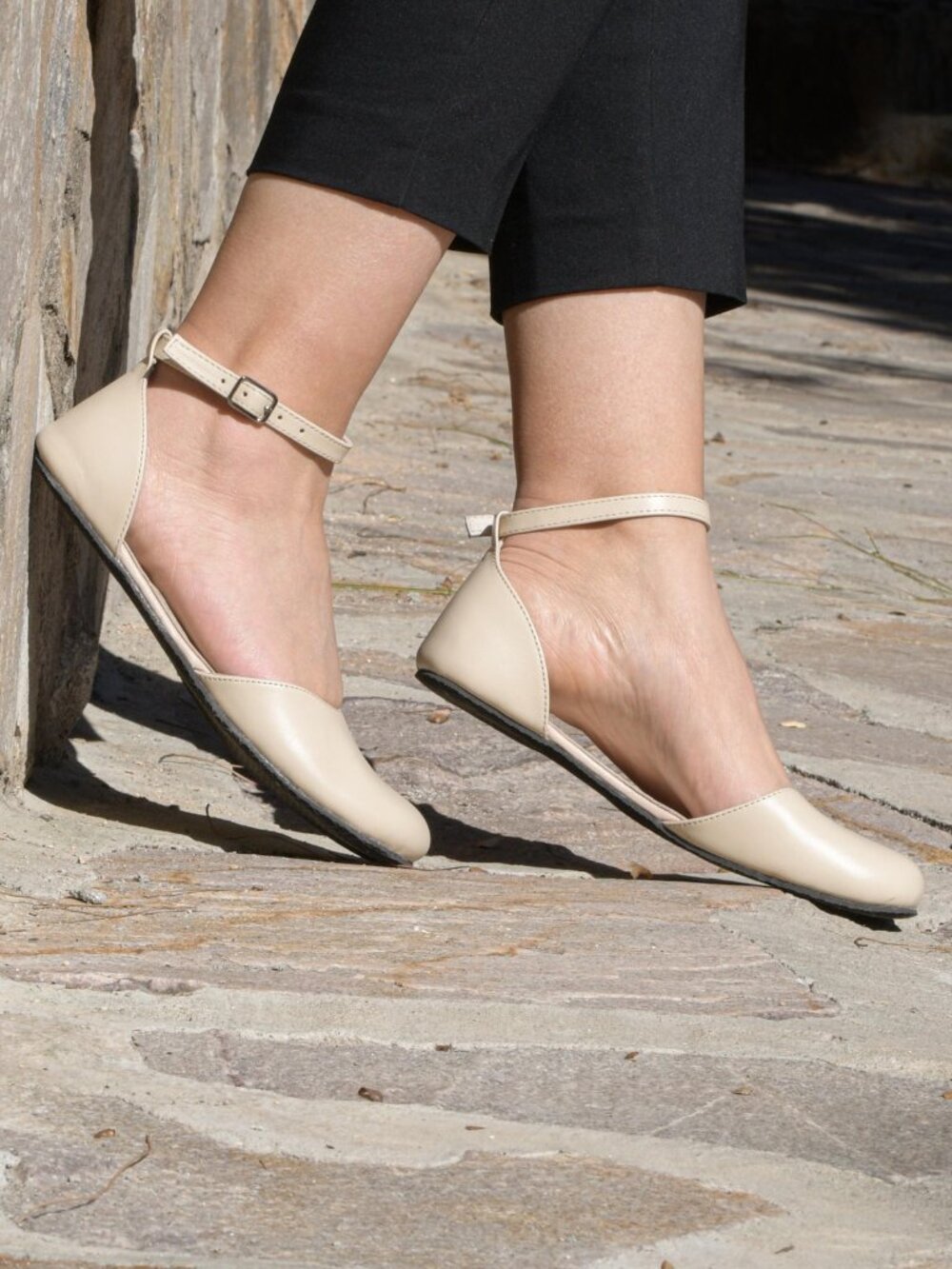 Barefoot Wide Toe Box Zero Drop Minimalist, Leather Beige Sandals, Size 34